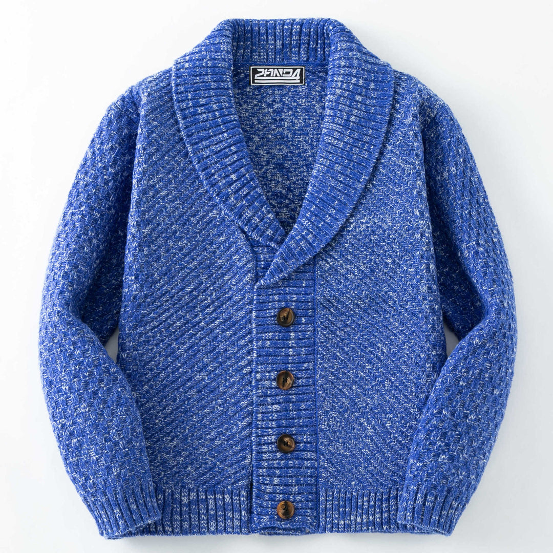 Herren Strickjacke mit großem Schalkragen und strukturiertem Design Echoarchiv