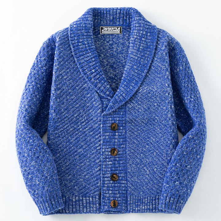 Herren Strickjacke mit großem Schalkragen und strukturiertem Design Echoarchiv