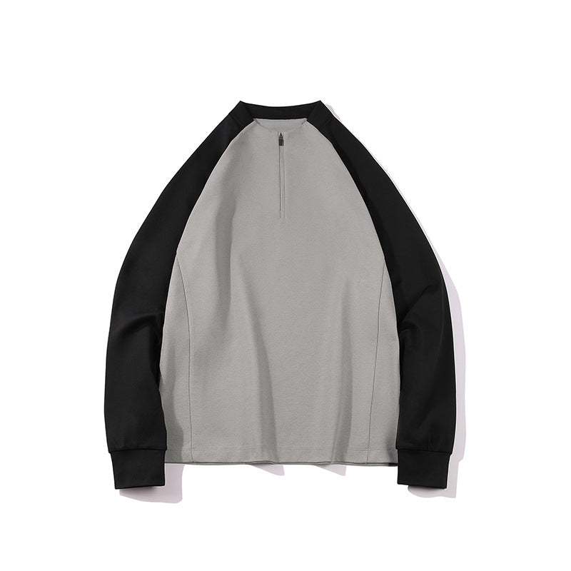 Herren Halbzip-Sweatshirt mit Raglanärmeln, Stehkragen und Kontrastärmeln Echo Archiv