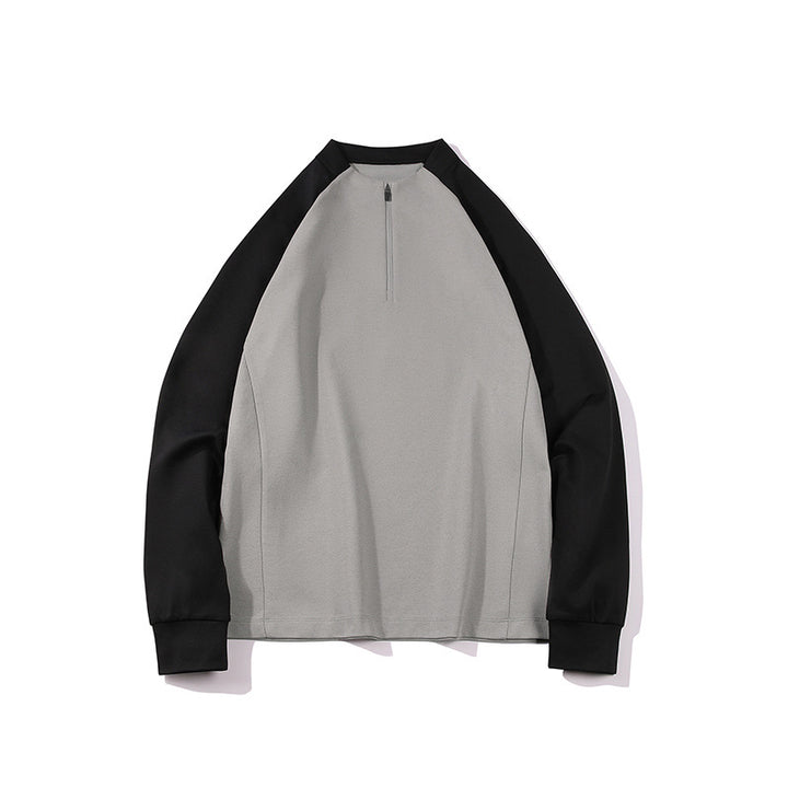 Herren Halbzip-Sweatshirt mit Raglanärmeln, Stehkragen und Kontrastärmeln Echo Archiv