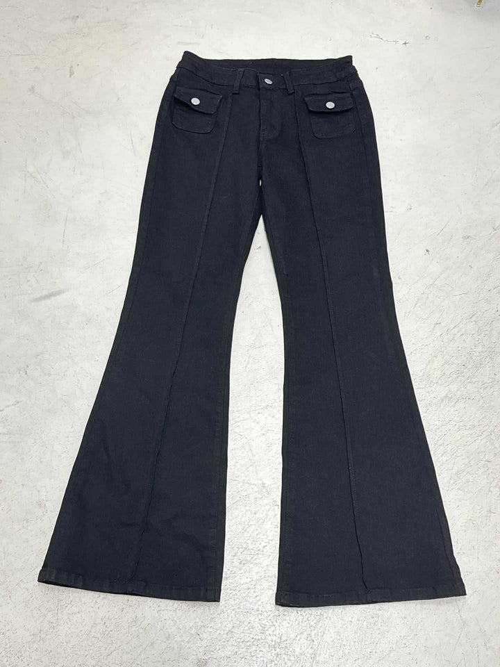 Damen High‑Waist Schlaghose mit Ziernaht und Klappentaschen Echo Archiv