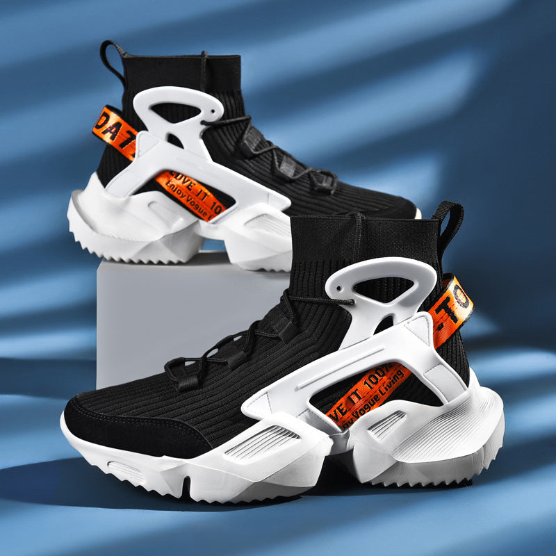 Herren Futuristische High-Top Strick-Sneaker mit Exoskelett-Fersenstütze Echoarchiv