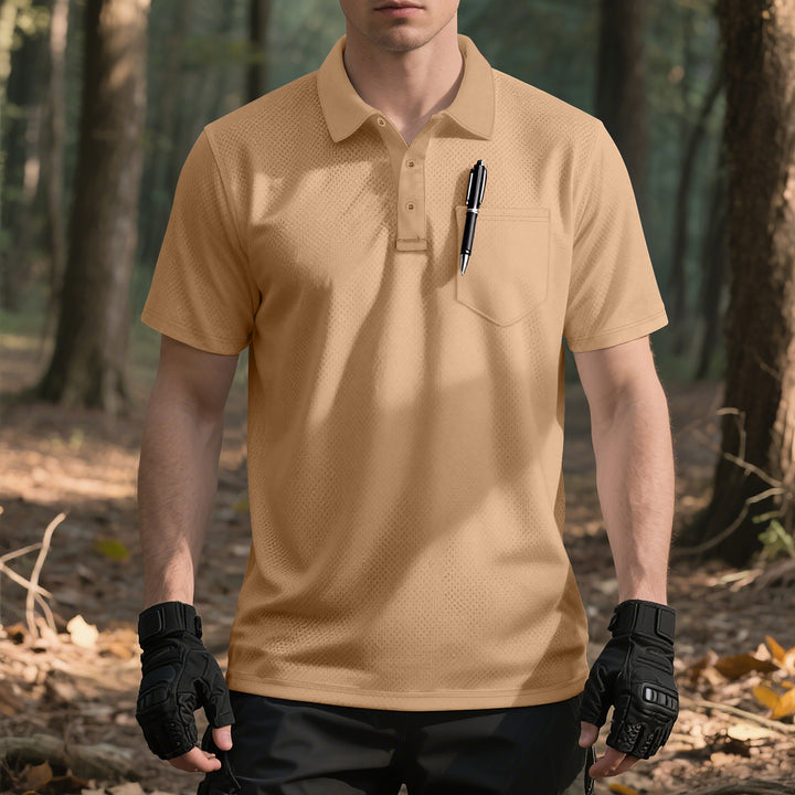 Herren nan funktionelles Kurzarm-Poloshirt mit Brusttasche, eingearbeiteter Stiftlasche und mikroperforierter Belüftung Echo Archiv