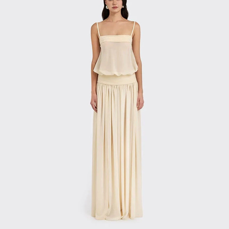 Damen Maxi-Kleid mit fließendem Chiffon-Oberteil und elastischem Bund Echo Archiv