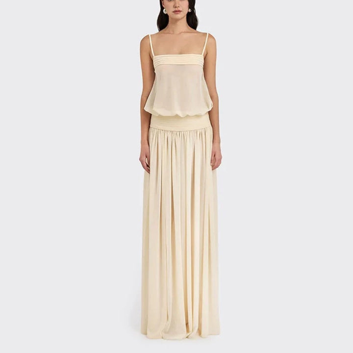 Damen Maxi-Kleid mit fließendem Chiffon-Oberteil und elastischem Bund Echo Archiv