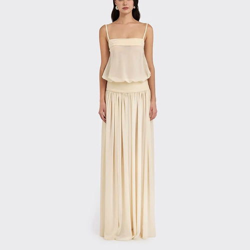 Damen Maxi-Kleid mit fließendem Chiffon-Oberteil und elastischem Bund Echo Archiv