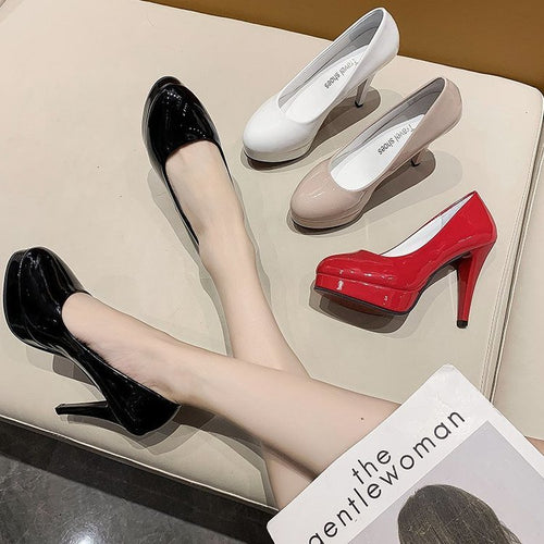 Damen nan Plateau-Pumps mit glänzendem Lack und hohem Stilettoabsatz Echo Archiv