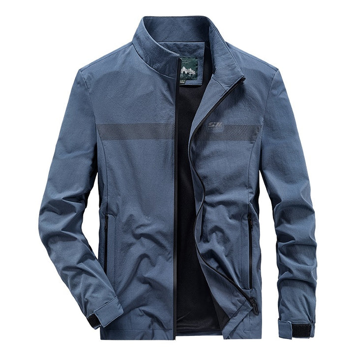 Herren Softshell‑Outdoorjacke mit Stehkragen, wind‑ und wasserabweisender Membran & reflektierendem Bruststreifen Echoarchiv