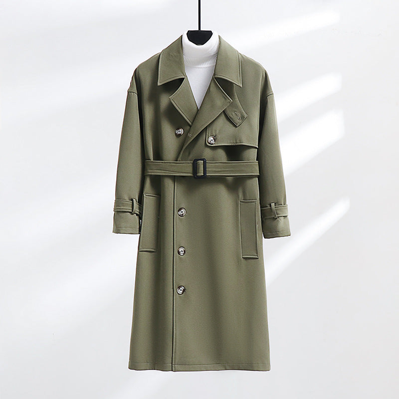 Herren Trenchcoat im modernen Wollmix mit Taillengürtel, Schalkragen und aufgesetzten Taschen Echoarchiv