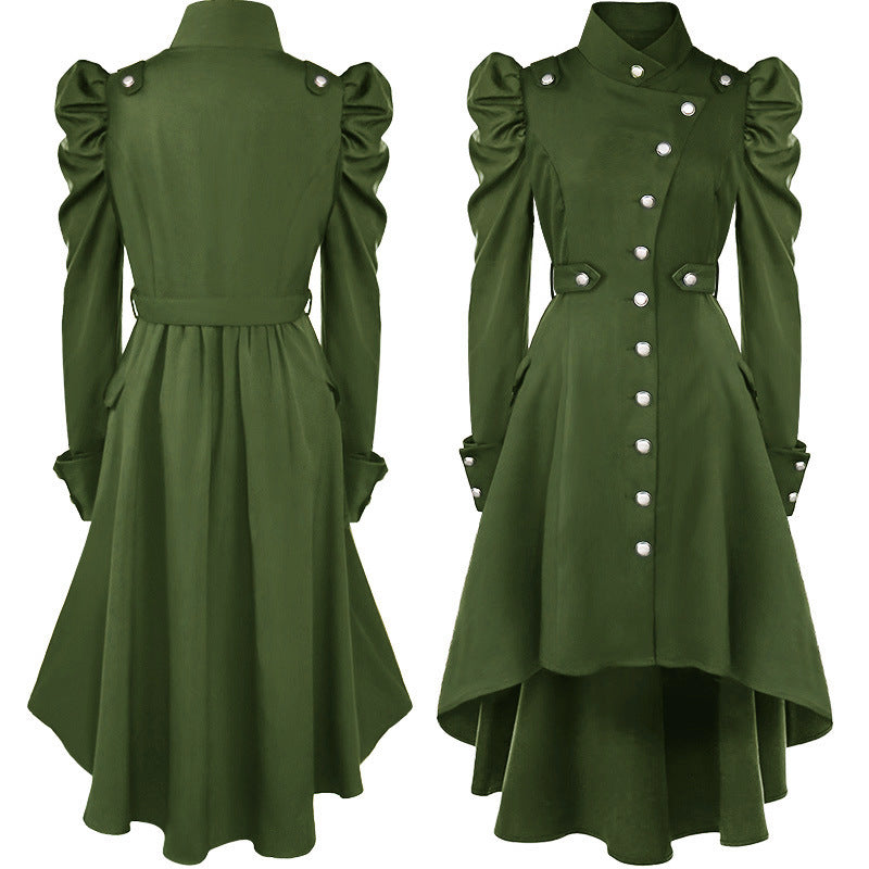 Damen romantisches Maxikleid mit Carmen-Ausschnitt, Puffärmeln, tailliertem Mieder und seitlicher Raffung – Valéora