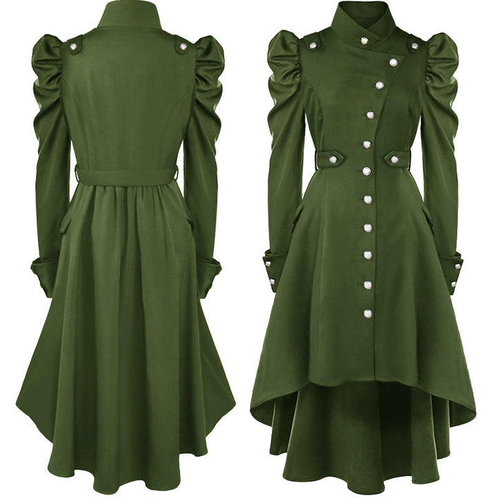 Damen romantisches Maxikleid mit Carmen-Ausschnitt, Puffärmeln, tailliertem Mieder und seitlicher Raffung – Valéora