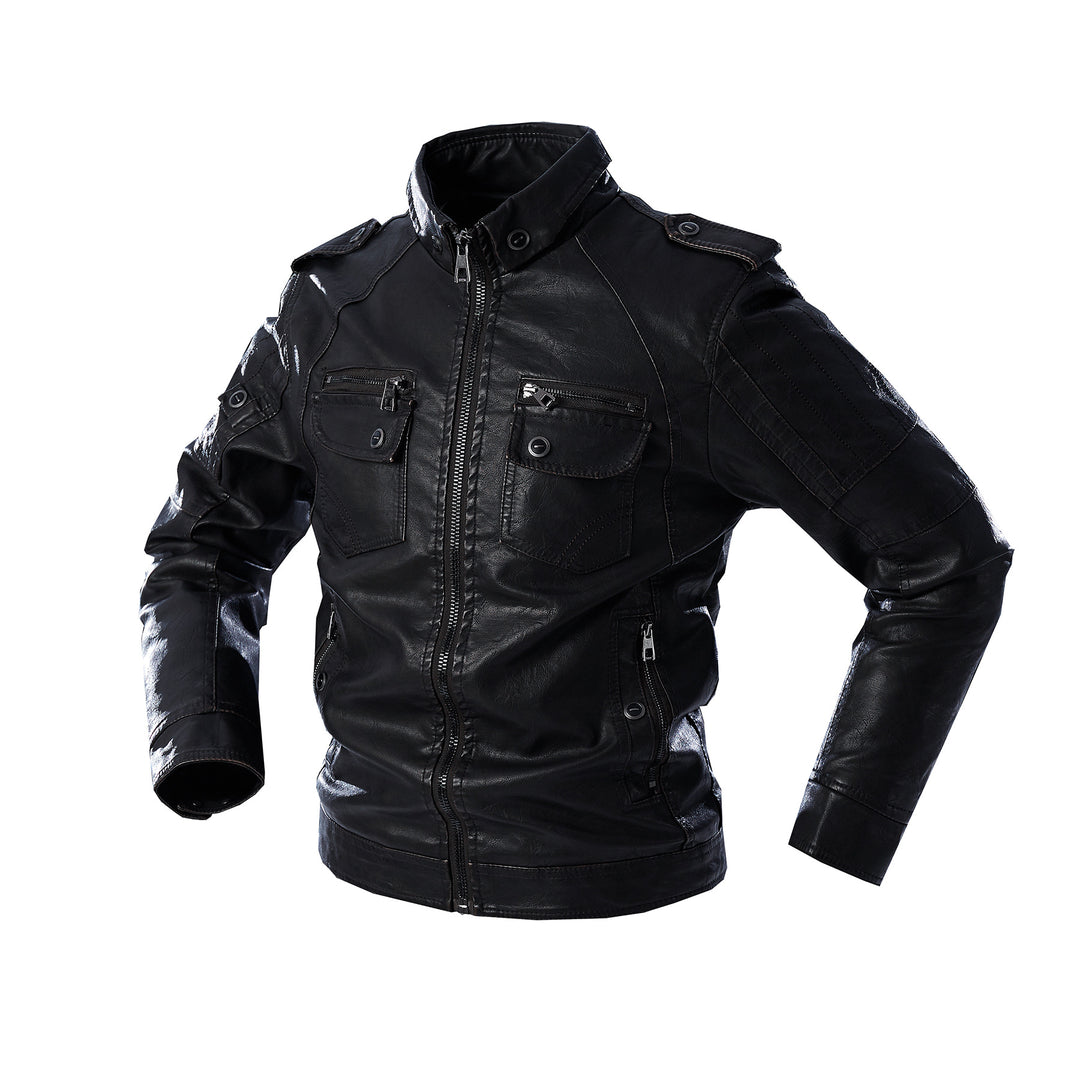 Herren lässige Lederjacke mit zahlreichen Taschen Echoarchiv