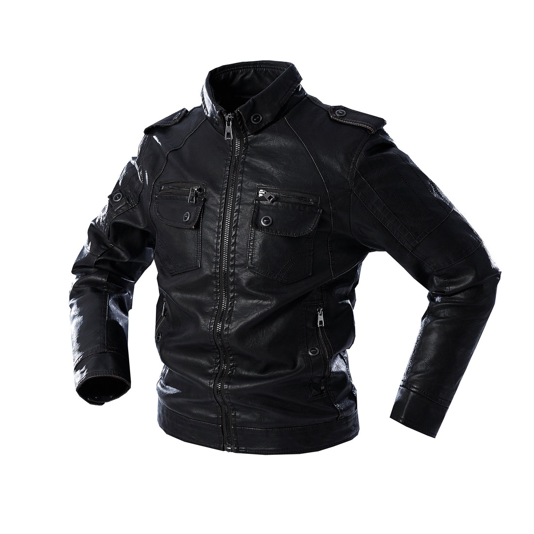 Herren lässige Lederjacke mit zahlreichen Taschen – Valtoré