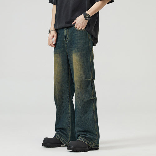 Herren Paneel-Denim Baggyhose mit tiefem Schritt und Used-Fade Echo Archiv