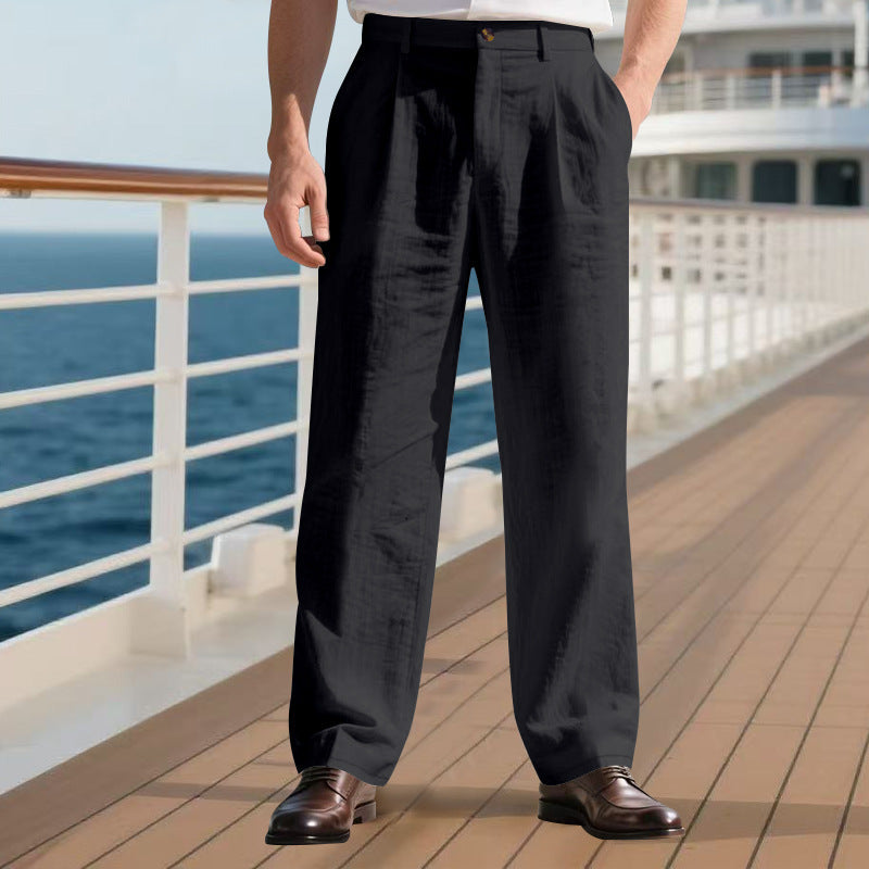 Herren elegante Freizeit-Hose mit weichem Stoff und weitem Schnitt Echoarchiv