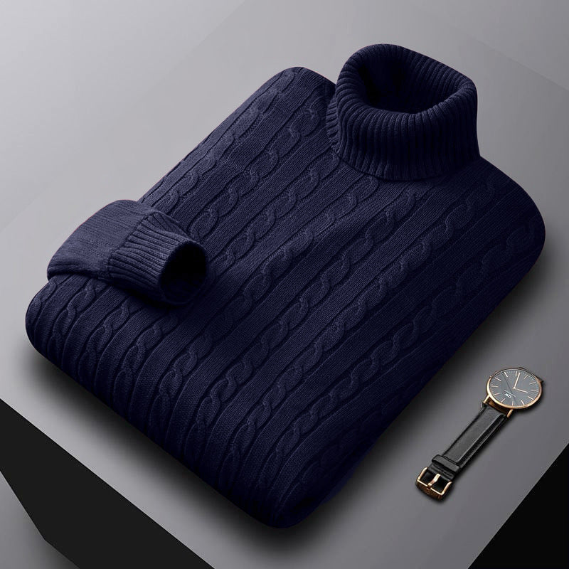 Herren nan grob gestrickter Rollkragenpullover mit Zopfmuster und wärmender Strickstruktur Echo Archiv