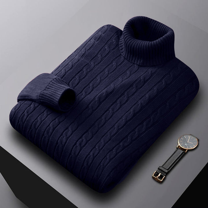Herren nan grob gestrickter Rollkragenpullover mit Zopfmuster und wärmender Strickstruktur Echo Archiv