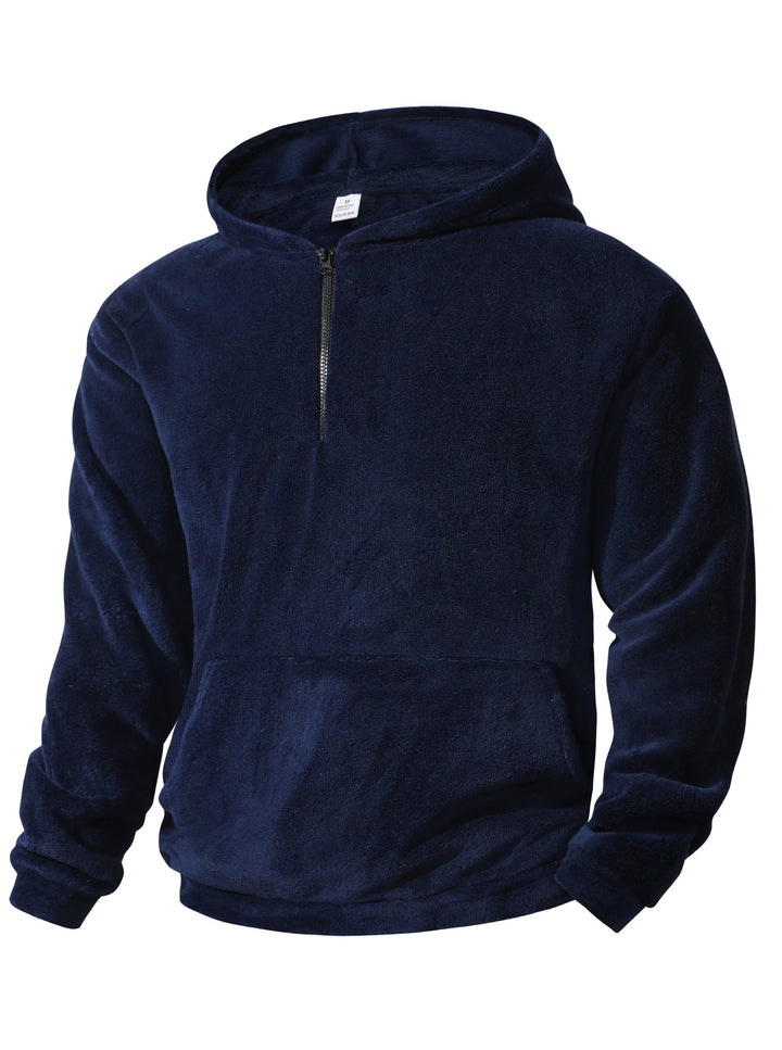 Herren kuscheliger Microfleece-Hoodie mit Halbzip, Kapuze und Kängurutasche – Cavarno