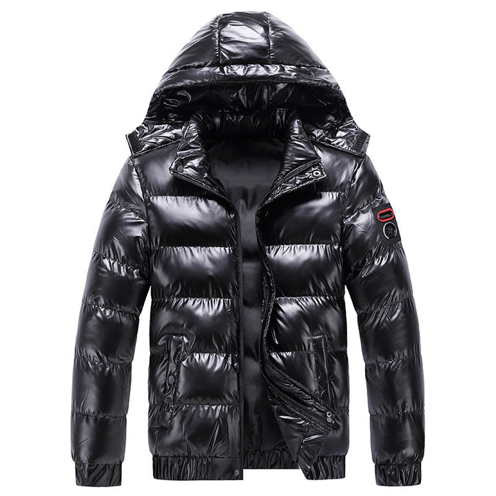 Herren glänzende Winterjacke mit isolierender Kapuze und modernen Steppdetails Echoarchiv