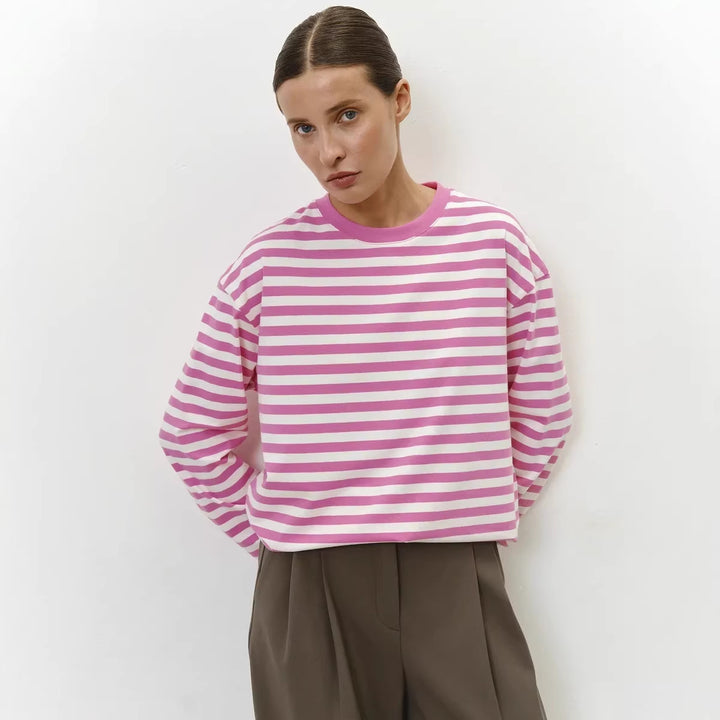 Damen Lässiges gestreiftes Langarmshirt Echo Archiv