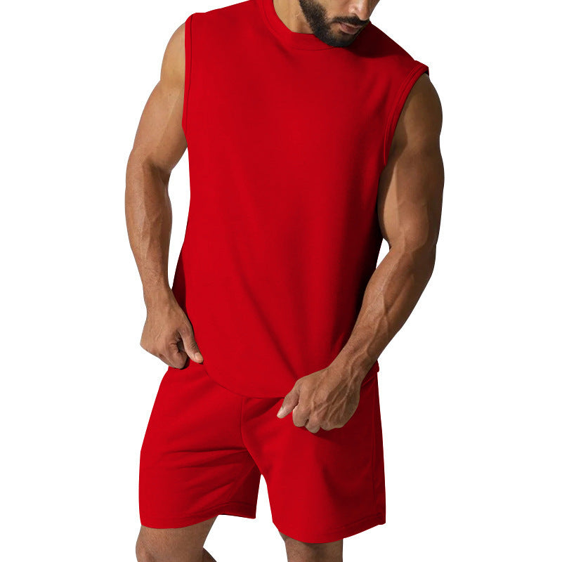 Herren Sportliches ärmelloses Trainingsset mit bequemen Shorts und atmungsaktivem Material Echoarchiv