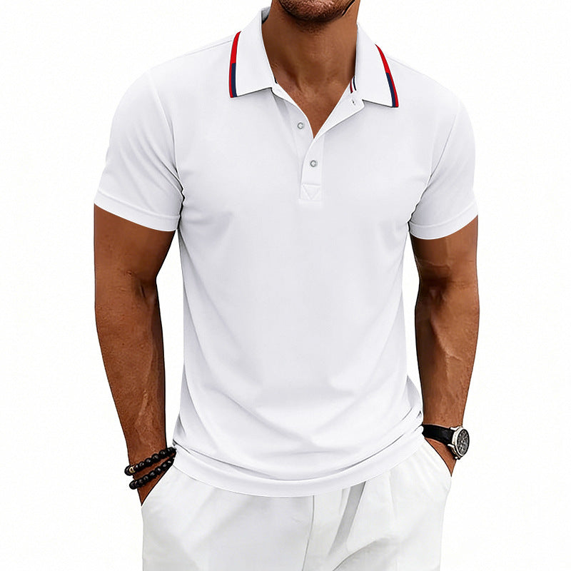 Herren nan tailliertes Kurzarm-Poloshirt mit Kontrastkragen aus atmungsaktivem Piqué Echo Archiv