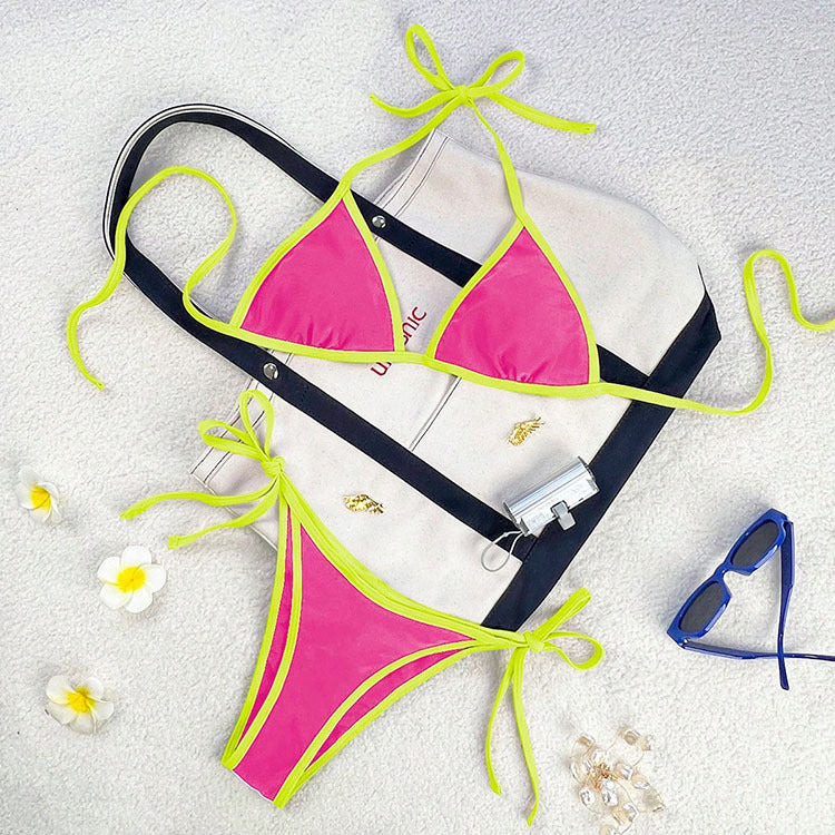 Damen Triangel-Bikini mit verspieltem Schnürdesign Echoarchiv