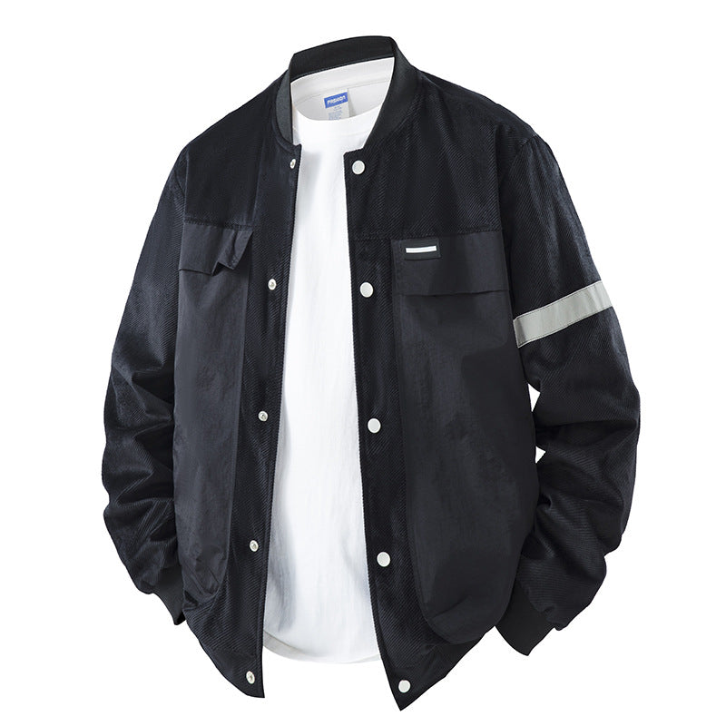 Herren Leichte Utility-Bomberjacke mit Druckknopfverschluss, Brusttaschen und reflektierendem Ärmelstreifen Echo Archiv