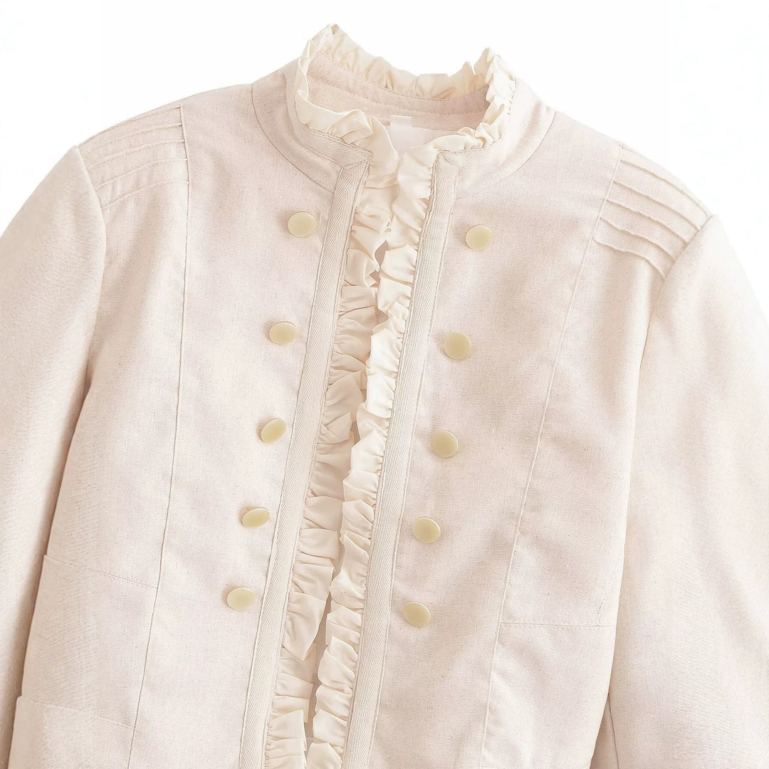 Damen Kurzjacke im militärischen Stil mit Rüschenfront und Stehkragen Echo Archiv