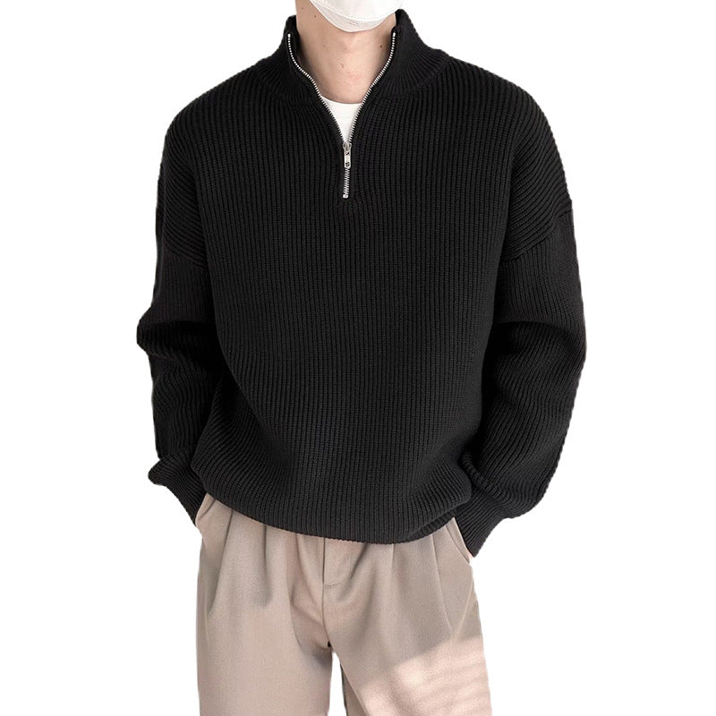Herren Modischer Strickpullover mit Stehkragen und Reißverschluss Echo Archiv