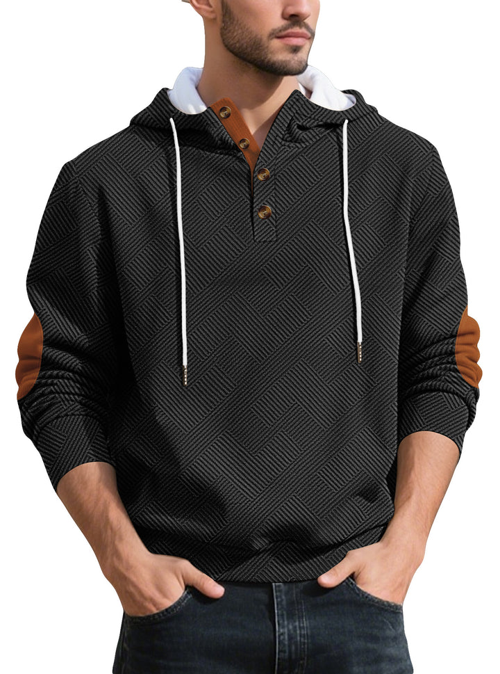 Herren Kapuzenpullover mit Knopfleiste und strukturiertem Design Echoarchiv