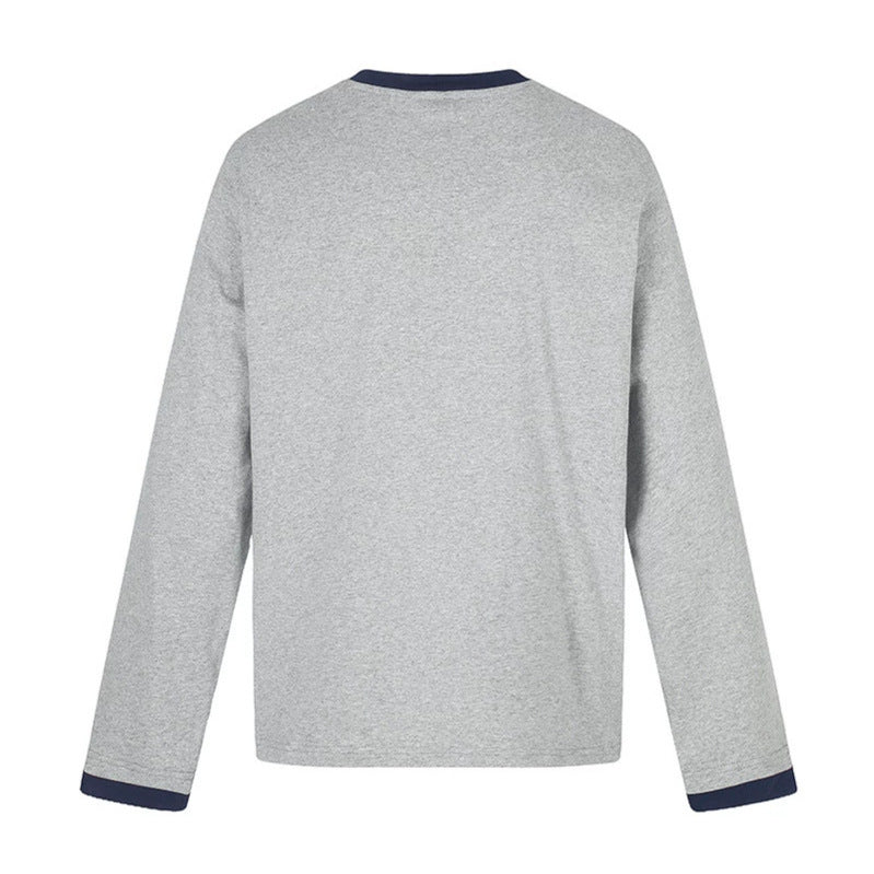 Herren Baumwoll-Langarmshirt Sweatshirt mit Adler-Print und Kontrastbündchen Echoarchiv