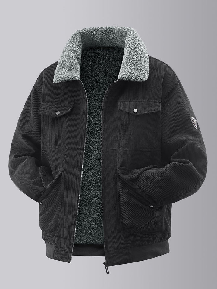 Herren kuschelige Teddy-Fleecejacke mit praktischen Brusttaschen und elastischen Bündchen Echoarchiv