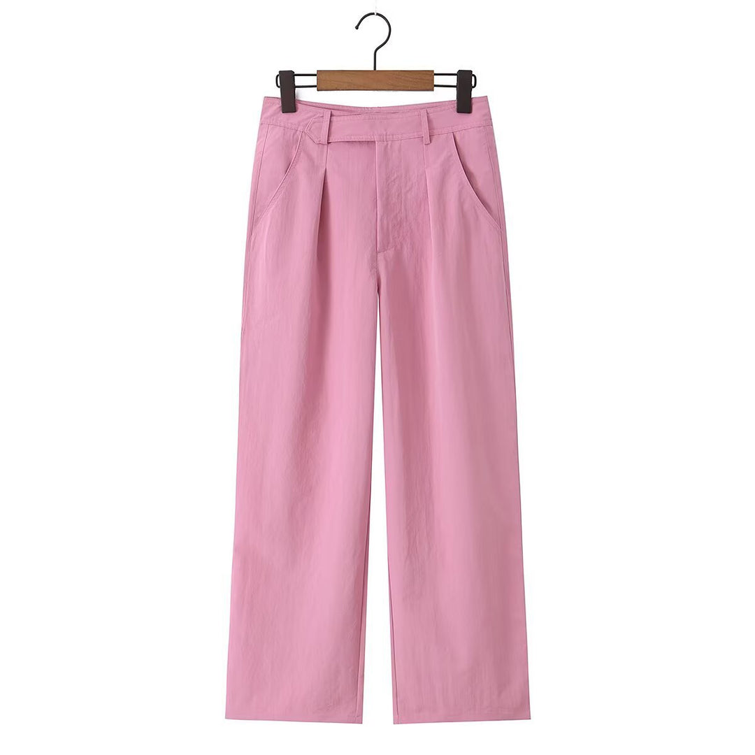Damen Hochtaillierte weite Bundfaltenhose mit Bügelfalte und Eingrifftaschen Echo Archiv