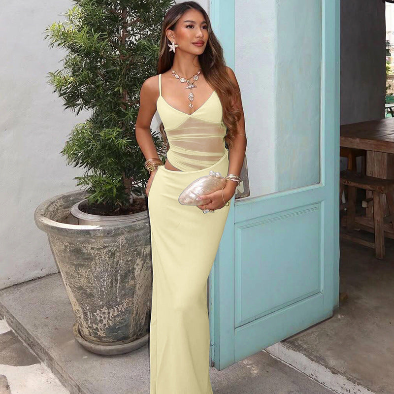 Damen Figurnahes Kleid mit transparenter Einsätze Echo Archiv