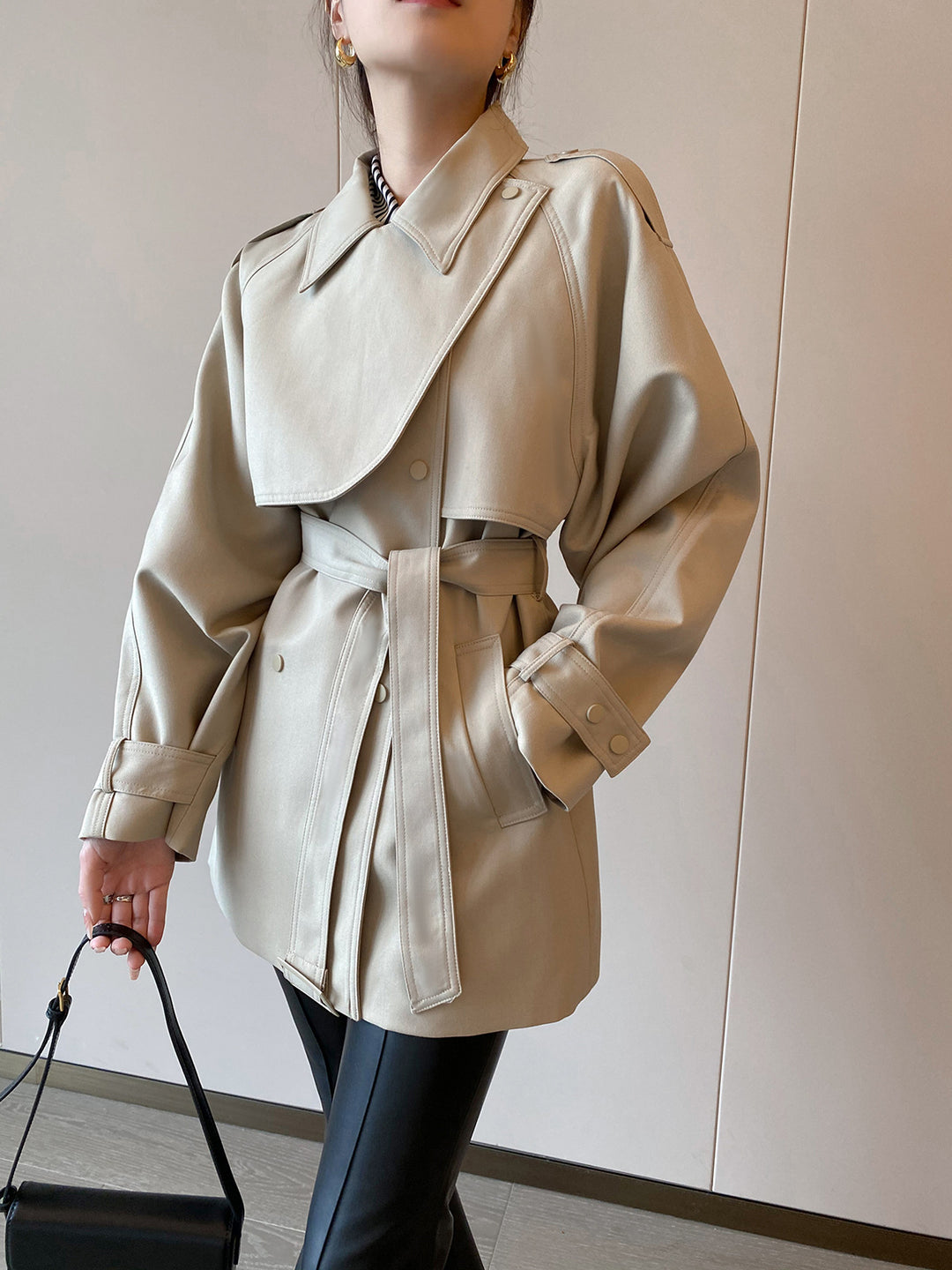 Damen Modernes Trenchcoat mit Taillengürtel Echoarchiv