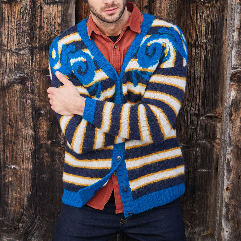 Herren gemusterter Strickpullover mit kreativem Design Echoarchiv