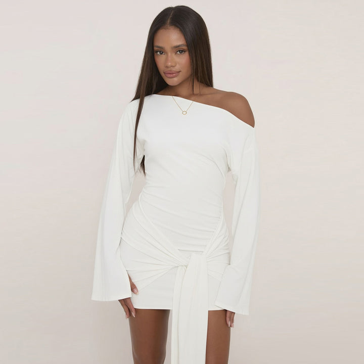 Damen nan tailliertes Wickelshirt mit weiten Trompetenärmeln und extra langem Bindeband Echo Archiv
