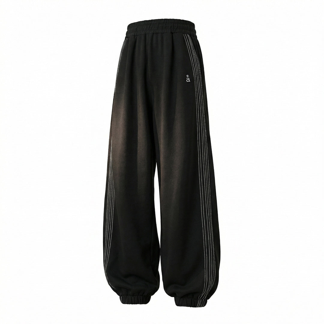 Unisex Extraweite Sweat-Palazzo-Hose mit elastischem Bund, seitlichen Streifen und gerippten Saum Echo Archiv