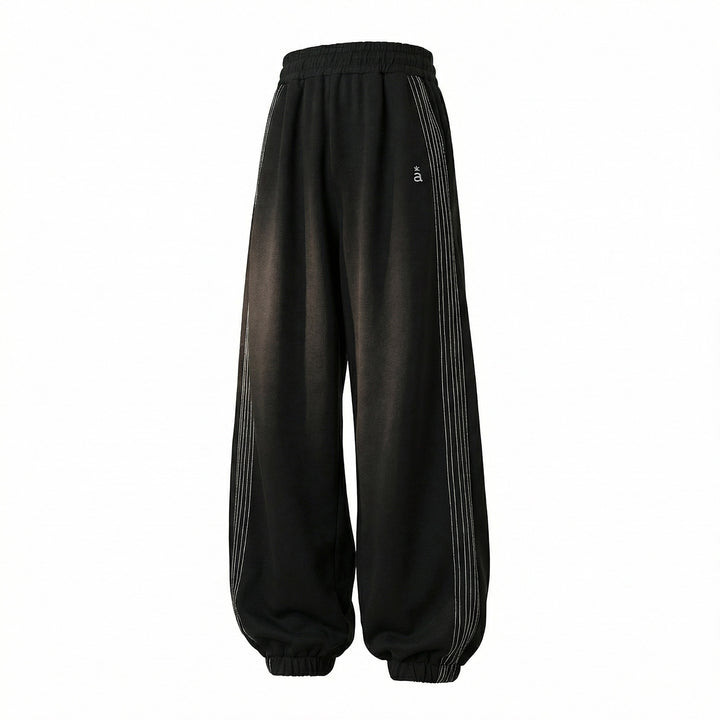Unisex Extraweite Sweat-Palazzo-Hose mit elastischem Bund, seitlichen Streifen und gerippten Saum Echo Archiv