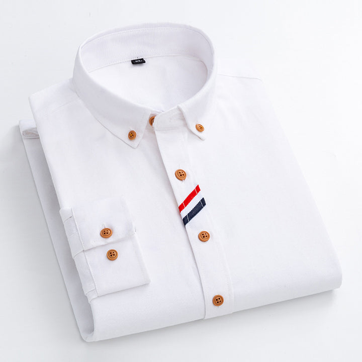 Herren Chambray Hemd mit strukturiertem Gewebe und stilvollen Kontrastdetails Echoarchiv