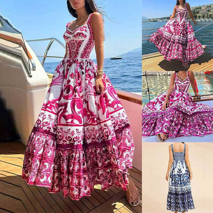 Damen Maxikleid mit elegantem A-Linien-Schnitt und floralen Musterdetails Echo Archiv
