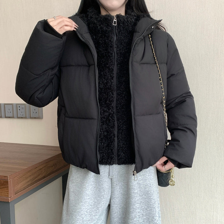 Damen nan kurze wattierte Doppeljacke mit abnehmbarem Teddy-Innenfutter und hohem Stehkragen Echo Archiv
