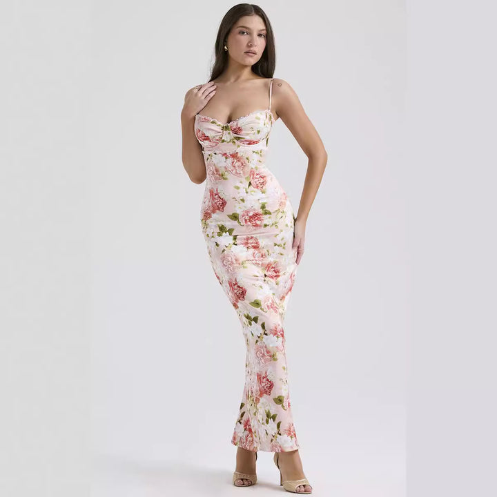 Damen Blumenkleid mit tailliertem Oberteil und schwingendem Saum Echo Archiv