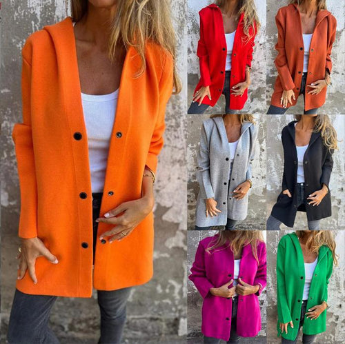 Damen nan Kapuzenmantel mit Druckknopfleiste und geradem Oversize-Schnitt Echo Archiv