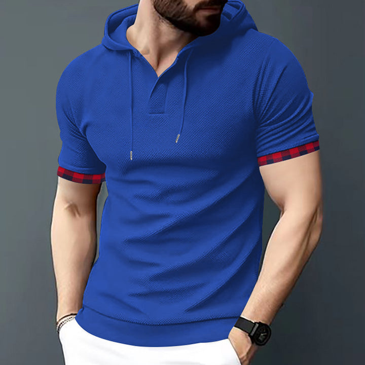 Herren Polo-Hoodie mit gestreiften Ärmelbündchen und modernem Design Echoarchiv
