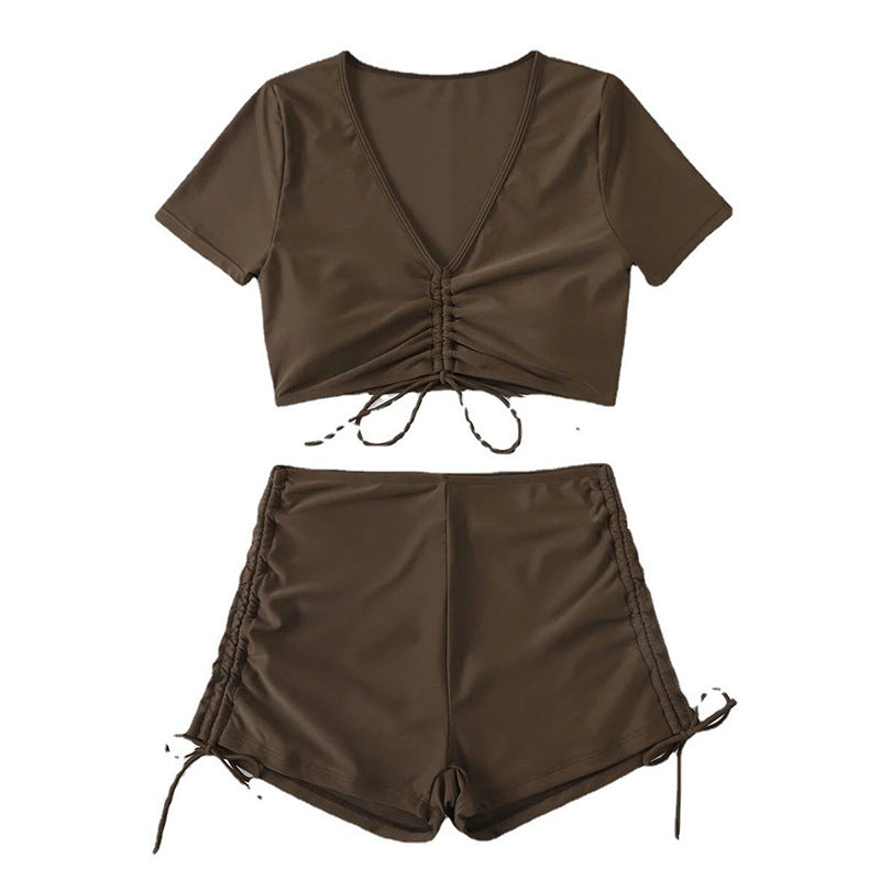 Damen Crop-Top Badeanzug mit verspieltem Wickeldetail Echo Archiv