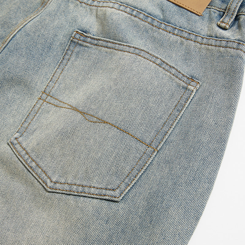 Herren Weite Cropped-Baggy-Jeans mit hohem Bund und Vintage-Waschung Echo Archiv
