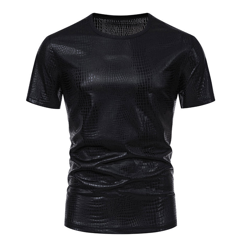 Herren Glamouröses Kurzarmpullover im Schlangenleder-Look Echoarchiv