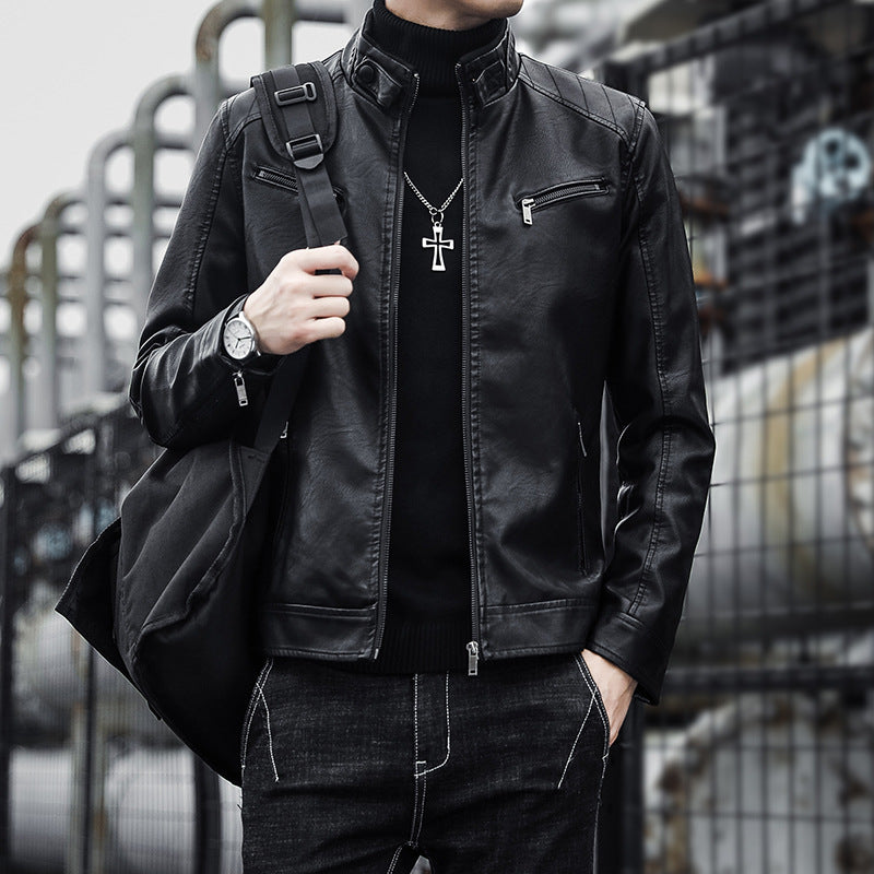 Herren Modische Kunstlederjacke mit warmem Innenfutter Echo Archiv